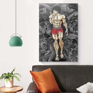 XIANNA Baki The Grappler Anime Poster (6) Painting On Canvas Wall Art Poster Scroll Picture Print Living Room Walls Decor Home Posters 16x24inch(40x60cm)