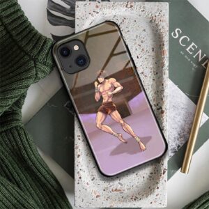 HEMINJYJEF Japanese Anime Anti-Drop Shell Cover Manga Pattern Non-Slip Glossy Glass Cell Phone Protective Case (for iPhone 11 Pro Max,Baki Hanma)