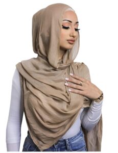 txameru women's hijab viscose hijab for women muslim cotton hijab fashion hijab scarf (camel)