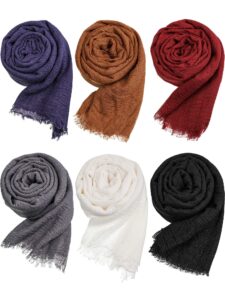 geyoga 6 pcs women scarf shawl hijab scarfs cotton blend crinkle scarf wrap head scarf for seasons(classic colors)