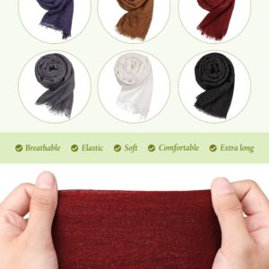 Geyoga 6 Pcs Women Scarf Shawl Hijab Scarfs Cotton Blend Crinkle Scarf Wrap Head Scarf for Seasons(Classic Colors)