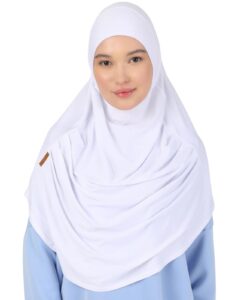 prien ready to wear hijab for women, instant turban, soft muslim scarf for prayer, long hijabs, islamic clothes, jersey abaya (white)