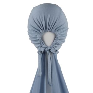 Muslim Women Instant Chiffon Hijab with Tie Back Under cap Fashion Solid Color Soft Chiffon Scarf With Hijab Inner Cap (Forever Blue)