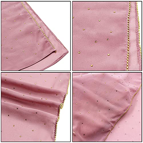 ANKOMINA Women Soft Chiffon Rhinestone Long Scarf Shawl Fashion Muslim Hijab Head Wrap Scarves