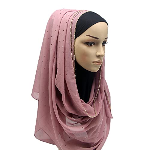 ANKOMINA Women Soft Chiffon Rhinestone Long Scarf Shawl Fashion Muslim Hijab Head Wrap Scarves