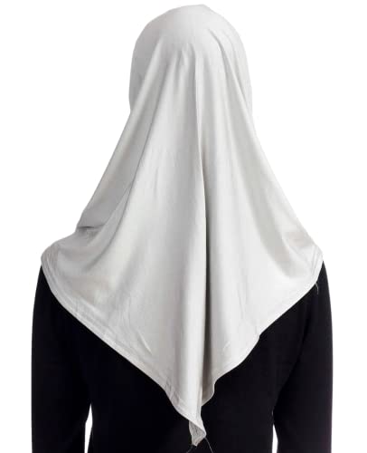 Prien Plain Ready To Wear Hijab for Women, Muslim Instant Turbans, Soft Jersey Scarf, Islamic Clothes, Long Hijabs, Abaya (Grey)