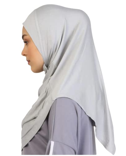 Prien Plain Ready To Wear Hijab for Women, Muslim Instant Turbans, Soft Jersey Scarf, Islamic Clothes, Long Hijabs, Abaya (Grey)