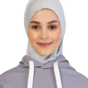 Prien Plain Ready To Wear Hijab for Women, Muslim Instant Turbans, Soft Jersey Scarf, Islamic Clothes, Long Hijabs, Abaya (Grey)