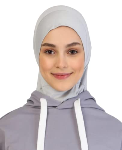 Prien Plain Ready To Wear Hijab for Women, Muslim Instant Turbans, Soft Jersey Scarf, Islamic Clothes, Long Hijabs, Abaya (Grey)