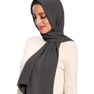 Txameru Hijab for Women Chiffon Hijab Scarfs for Women Shawl (Dark Grey)