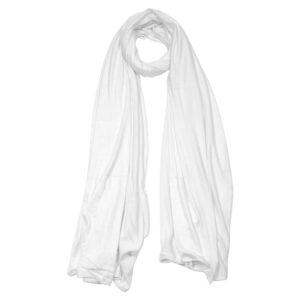 Women's White Super Soft Stretch Jersey Head Scarf Wrap Rectangle