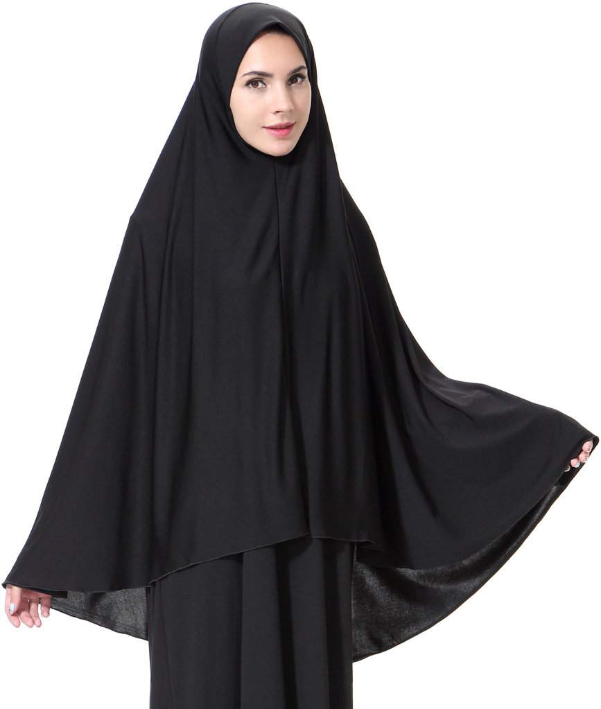 Women's Elegant Modest Muslim Islamic Ramadan Soft Lightweight Jersey Hijab Long Scarf, Black, M