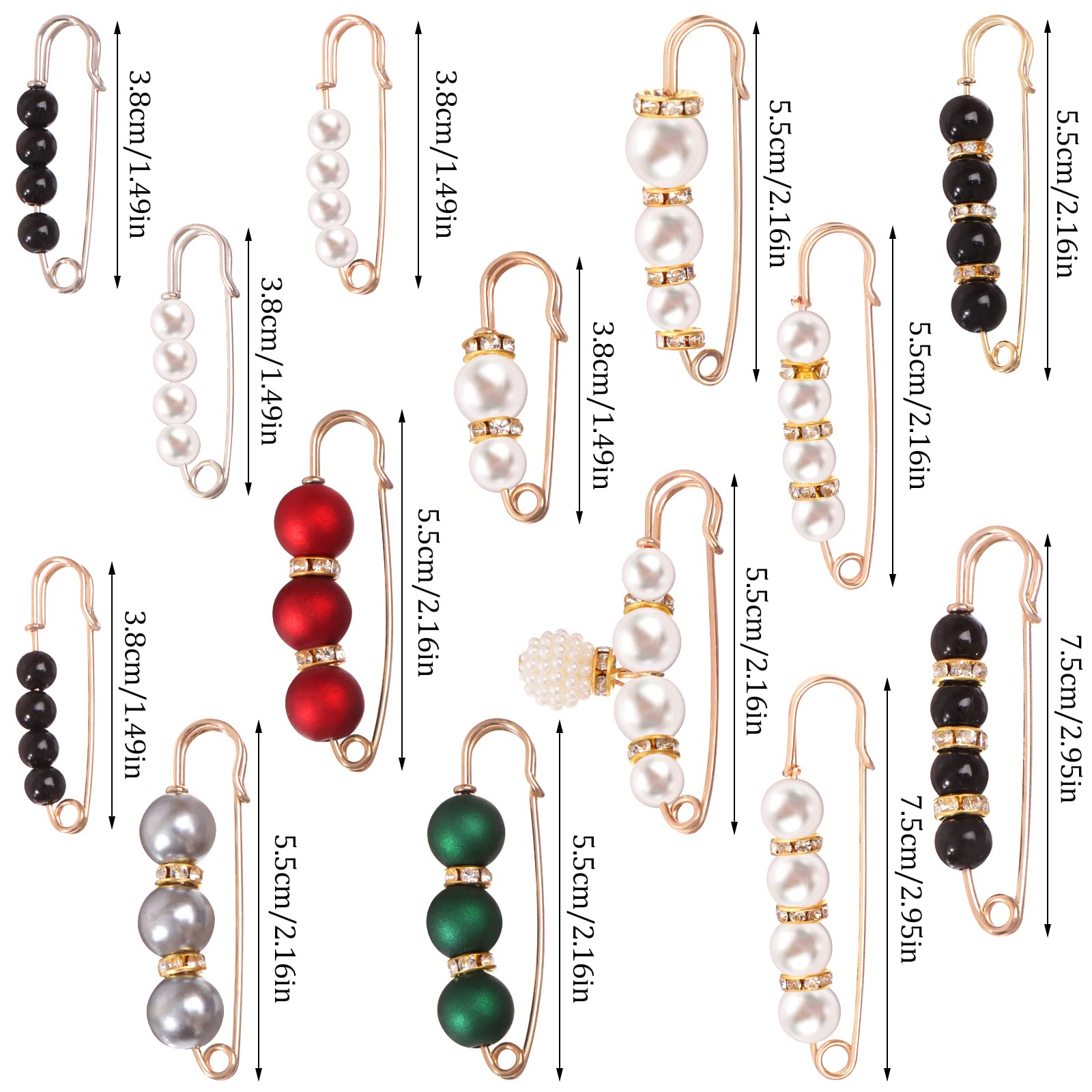 14 Pieces Pearl Scarf Brooch Pin Assorted Muslim Scarf Hijab Clips Small Brooch Set Metal Clips for Headscarf Shawl Muslim Women Scarves Hijab Safety Shawl Brooch Pins for Women Men