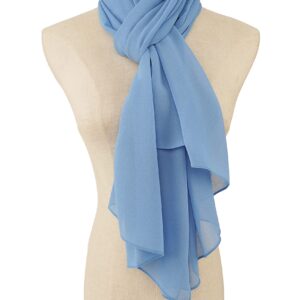 YOUR SMILE for Women Lightweight Breathable Solid Color Soft Chiffon Long Fashion Scarves Sunscreen Shawls (Baby blue)