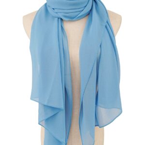 YOUR SMILE for Women Lightweight Breathable Solid Color Soft Chiffon Long Fashion Scarves Sunscreen Shawls (Baby blue)