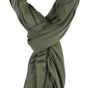 Abeelah Jersey Hijab Scarf - Made in the USA - Islamic, Muslim, African and Indian Fashion Compatible (Olive)