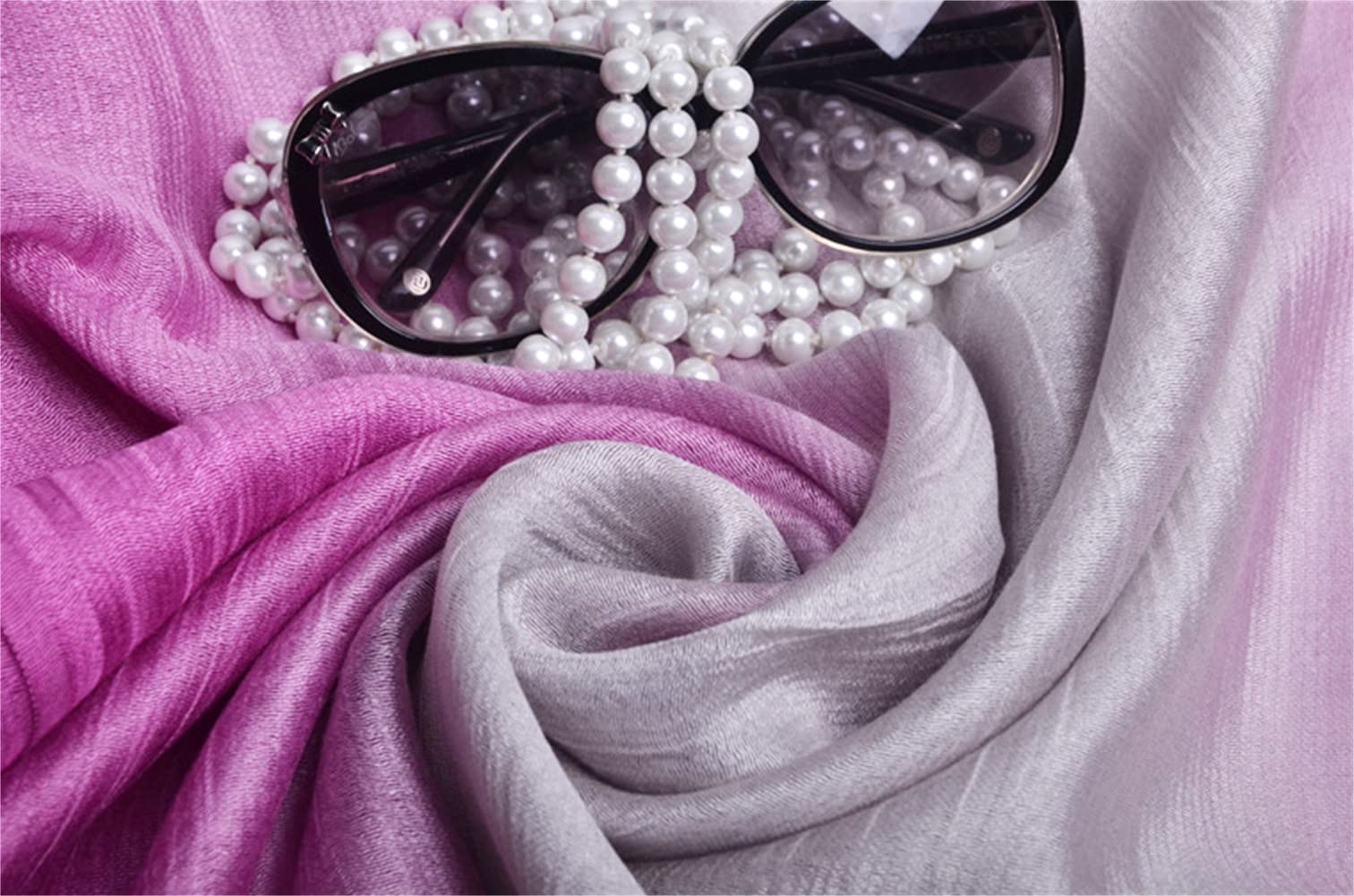 SNUG STAR Cotton Silk Scarf Elegant Soft Wraps Color Shade Scarves for Women (Gradient - Rose purple)