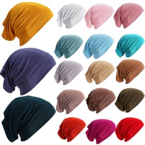 jenpen 18 pcs hijab undercap scarf hijab cap unisex dreadlock cap turbans women stretch under caps solid color hijab cap(fresh color)