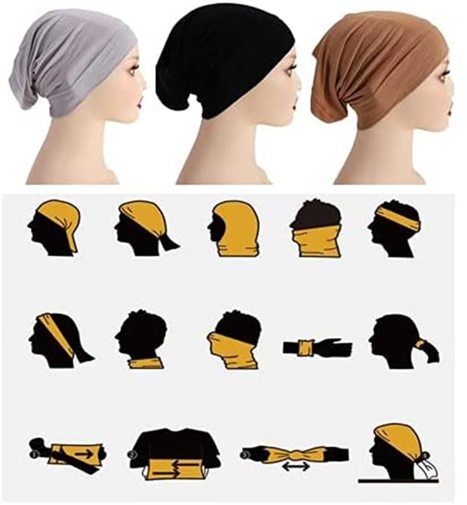 TanQiang 6 Pcs Women Under Scarf Hat Cap Bone Bonnet Hijab Islamic Neck Cover Muslim Under Scarf Hijab Cap, 7, Medium