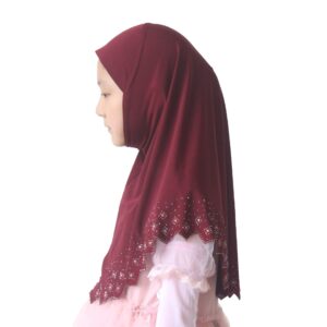 Modest Beauty Girls/Children Hijab Scarf Headscarf Wrap one Piece Muslim Amira with Czech Drill