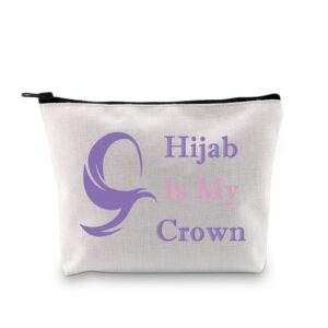 JXGZSO Islamic Religion Gift Hijab Is My Crown Cosmetic Organizer Muslim Women Make Up Bag Hijab Themed Gift