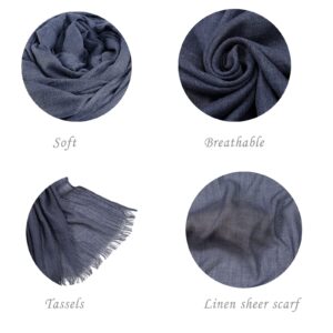 Yeieeo Linen Scarf for Women Large Hijab Plain Colors Cotton Linen Hijabs