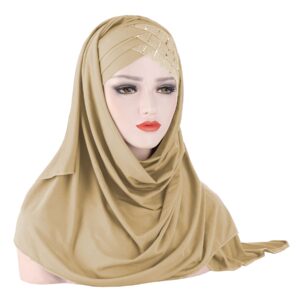 AIBEARTY Women Glitter Sequin Hijab Muslim Head Wrap Scarf Long Turban Headband Hair Cap Shawl