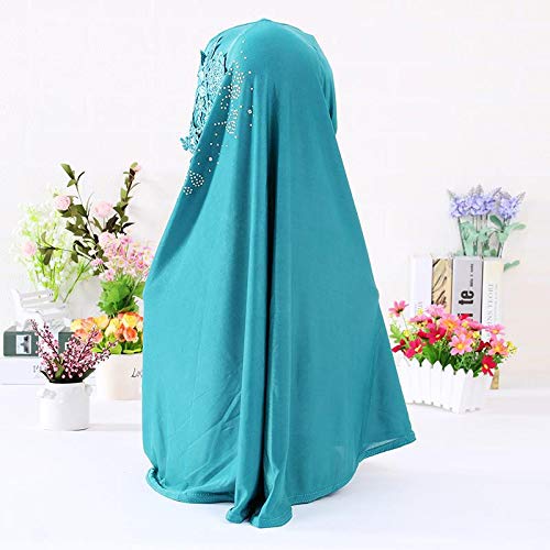 Women Fashion Chiffon Hijab Lace Floral Long Scarf Wrap Solid Color Girls Glitter Hood Cap Turban Cap Hat Headscarf Shawl