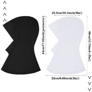 2 Pieces Modal Hijab Cap Adjustable Muslim Stretchy Turban Full Cover Shawl Cap Full Neck Coverage for Lady (White, Black)