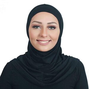 al ameera muslim hijab cotton amira 2 piece hood & hijab tube underscarf cap (black)