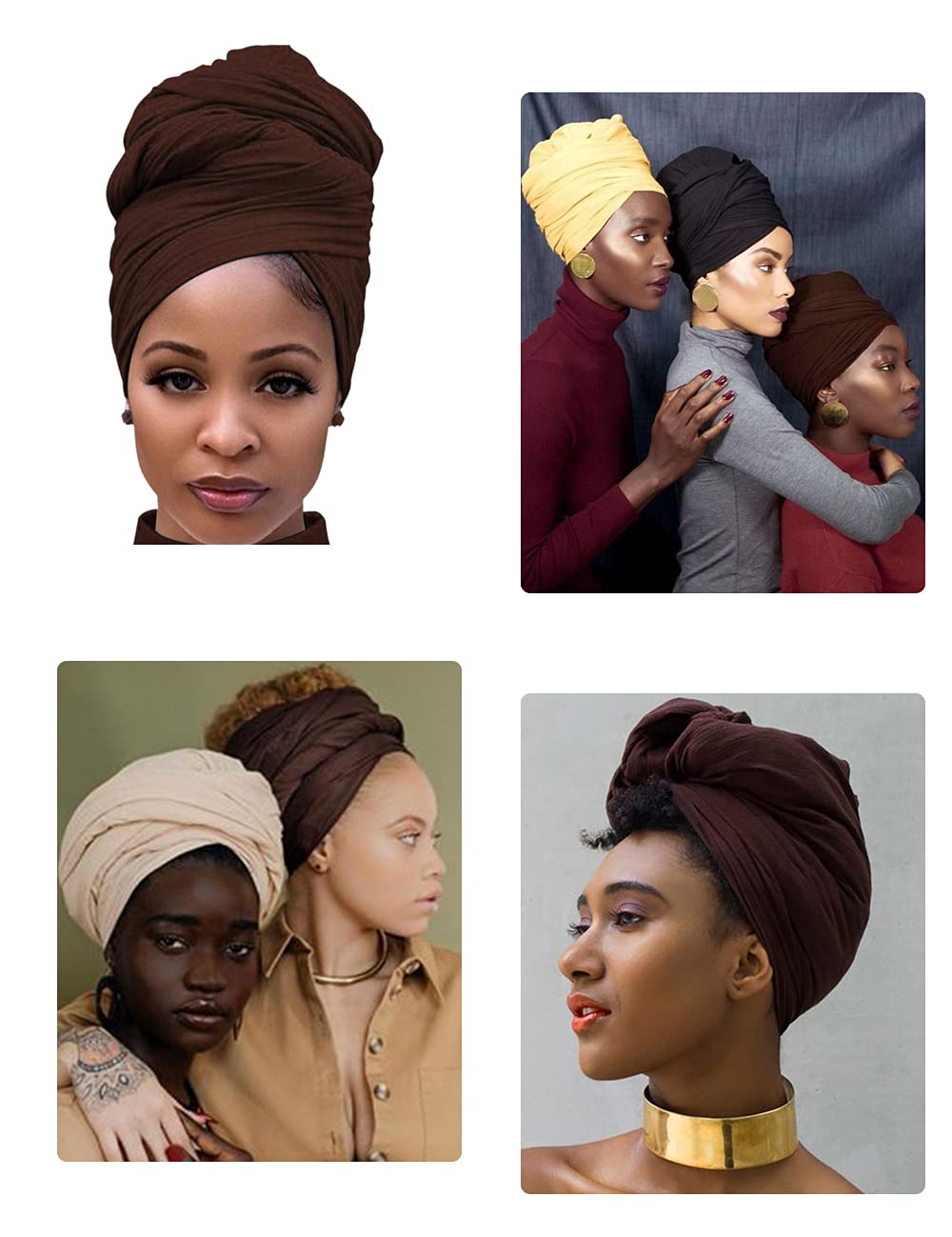 Harewom 3PCS Head Wraps for Black Women Turban Headwraps Stretchy African Hair Wraps Soft Jersey Head Scarf Tie Headbands Pack for Dread Locs Natural Hair