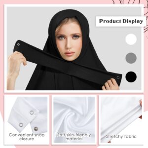 3 Pieces Snap Hijab Soft Islamic Turbans for Women Muslim Hijab Undercap for Women Prayer, Multicolor