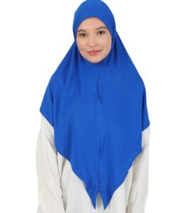 prien zippered instant hijab for women, muslim prayer scarf, long turban girls, abaya, jersey islamic dress undercap khimar (saxe blue)