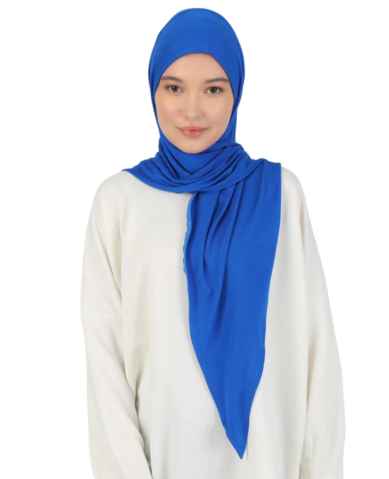 Prien Zippered Instant Hijab For Women, Muslim Prayer Scarf, Long Turban Girls, Abaya, Jersey Islamic Dress Undercap Khimar (Saxe Blue)