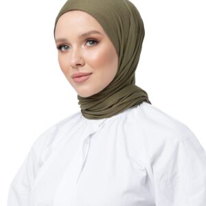 SWANISTANBUL Jersey Hijab Scarf for Women - Quality Head Scarf Wrap for Girls - Fashion Muslim Women Hijab Scarves Headwear for Everyday Use - 55cm x 170cm - Khaki