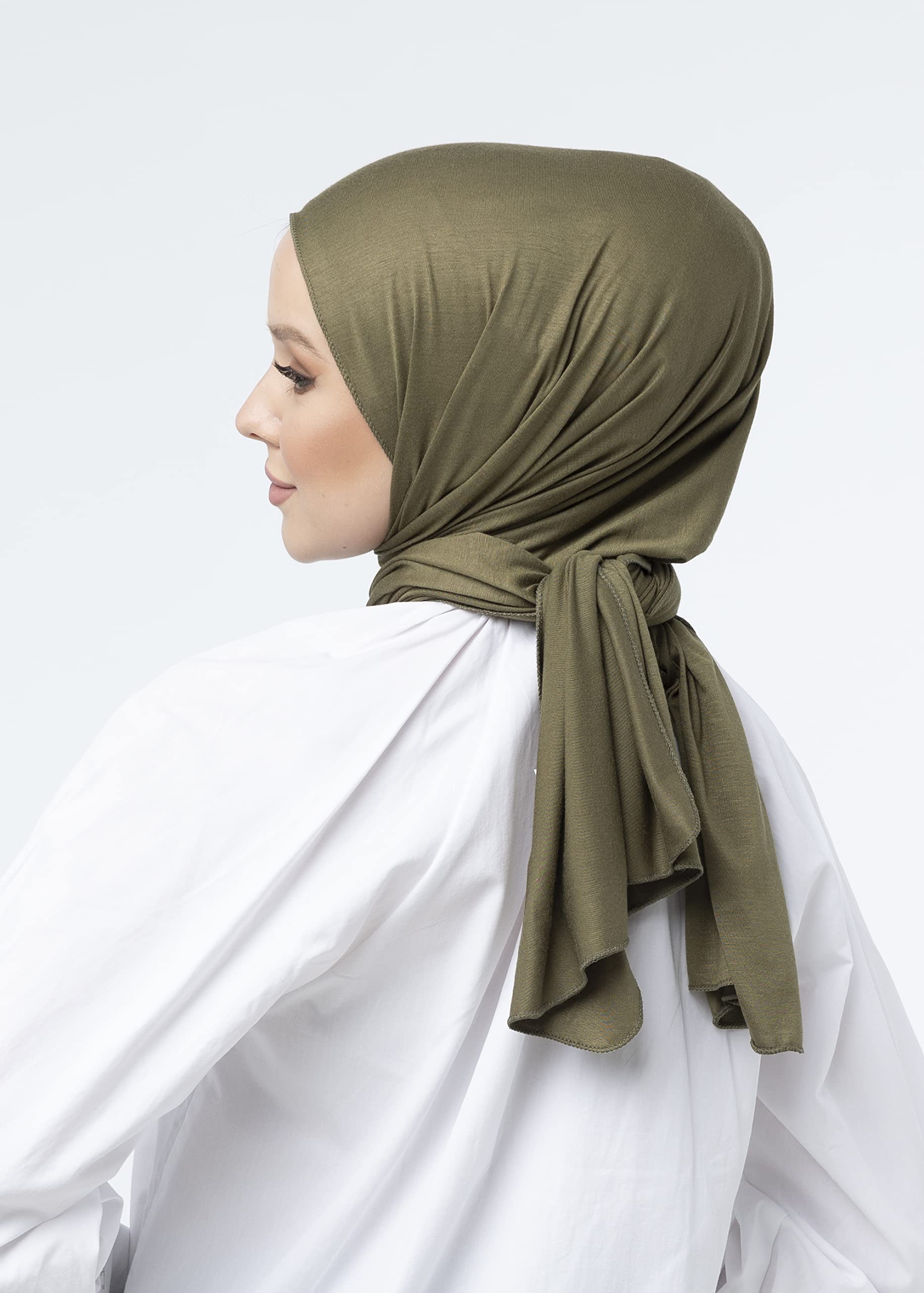 SWANISTANBUL Jersey Hijab Scarf for Women - Quality Head Scarf Wrap for Girls - Fashion Muslim Women Hijab Scarves Headwear for Everyday Use - 55cm x 170cm - Khaki