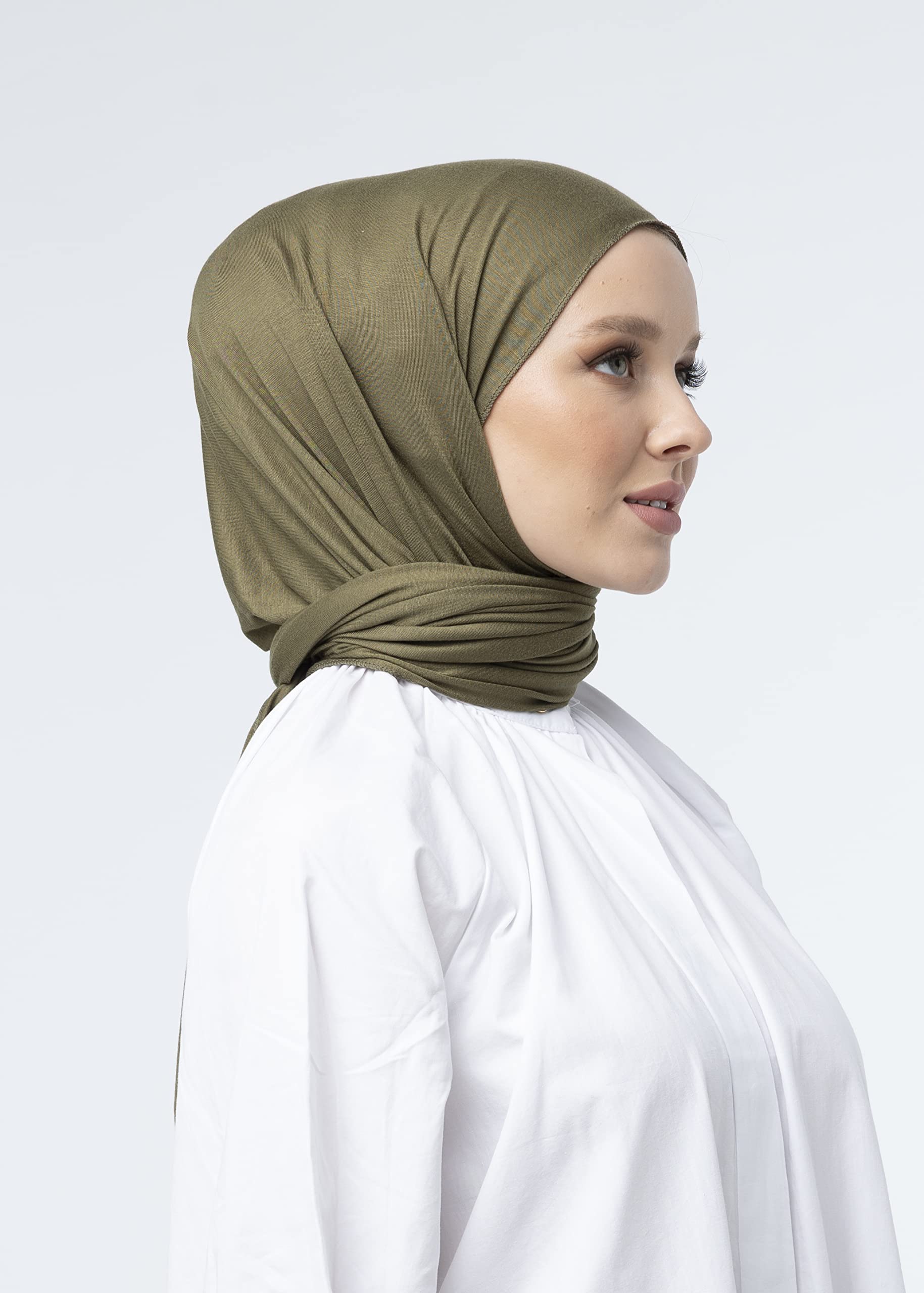 SWANISTANBUL Jersey Hijab Scarf for Women - Quality Head Scarf Wrap for Girls - Fashion Muslim Women Hijab Scarves Headwear for Everyday Use - 55cm x 170cm - Khaki