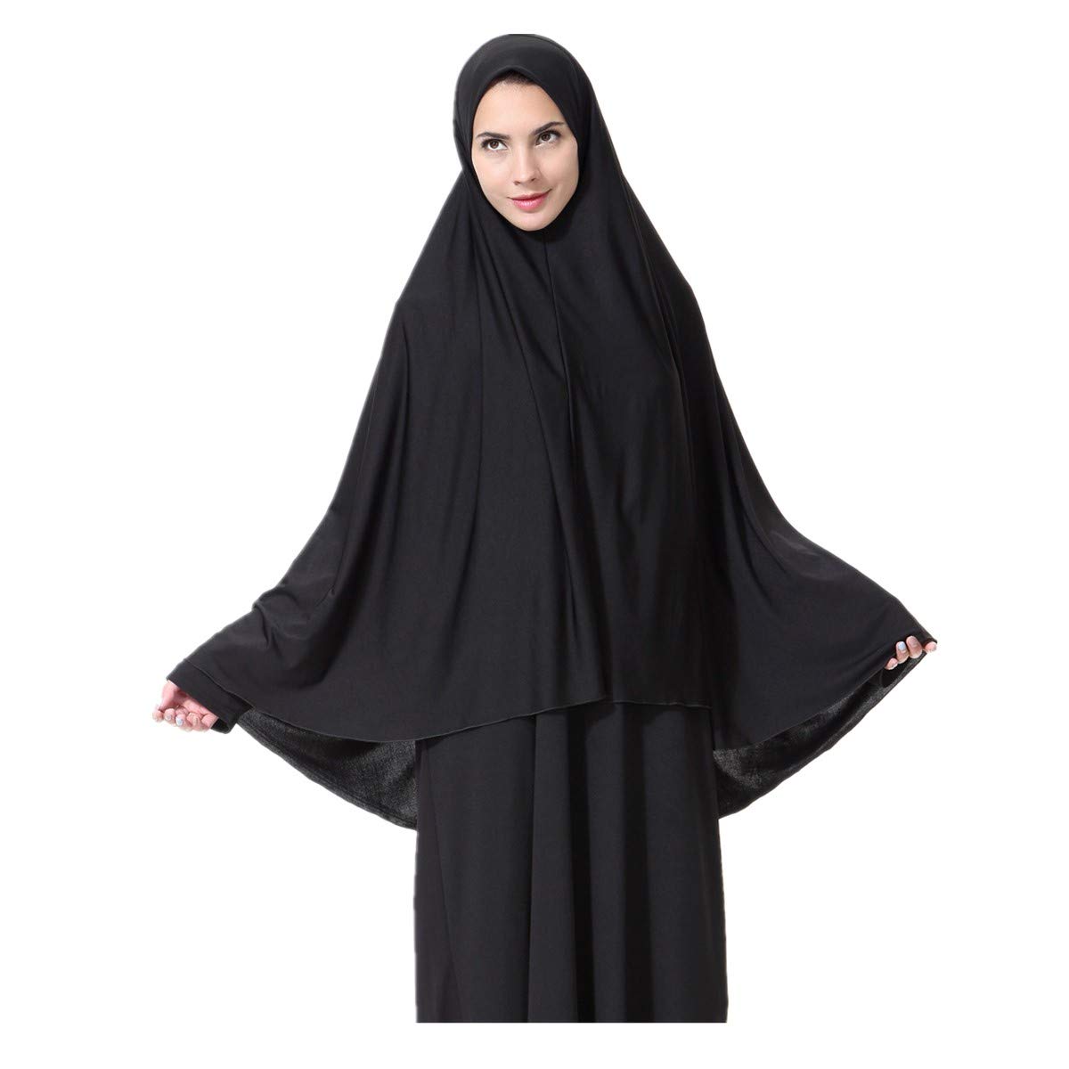 XINFU Women's High Stretch Hijab Muslim Arabian Long Milk Silk Purity Color Chiffon Hijab Black