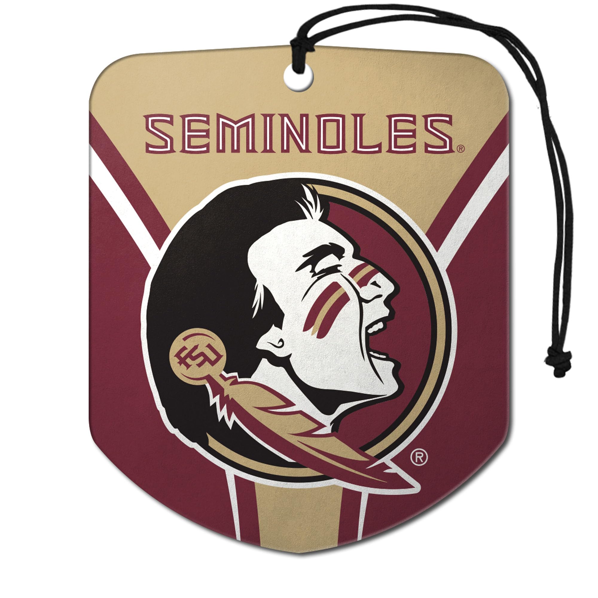 FANMATS 61610 NCAA Florida State Seminoles Hanging Car Air Freshener, 2 Pack, Black Ice Scent, Odor Eliminator, Shield Design with Team Logo