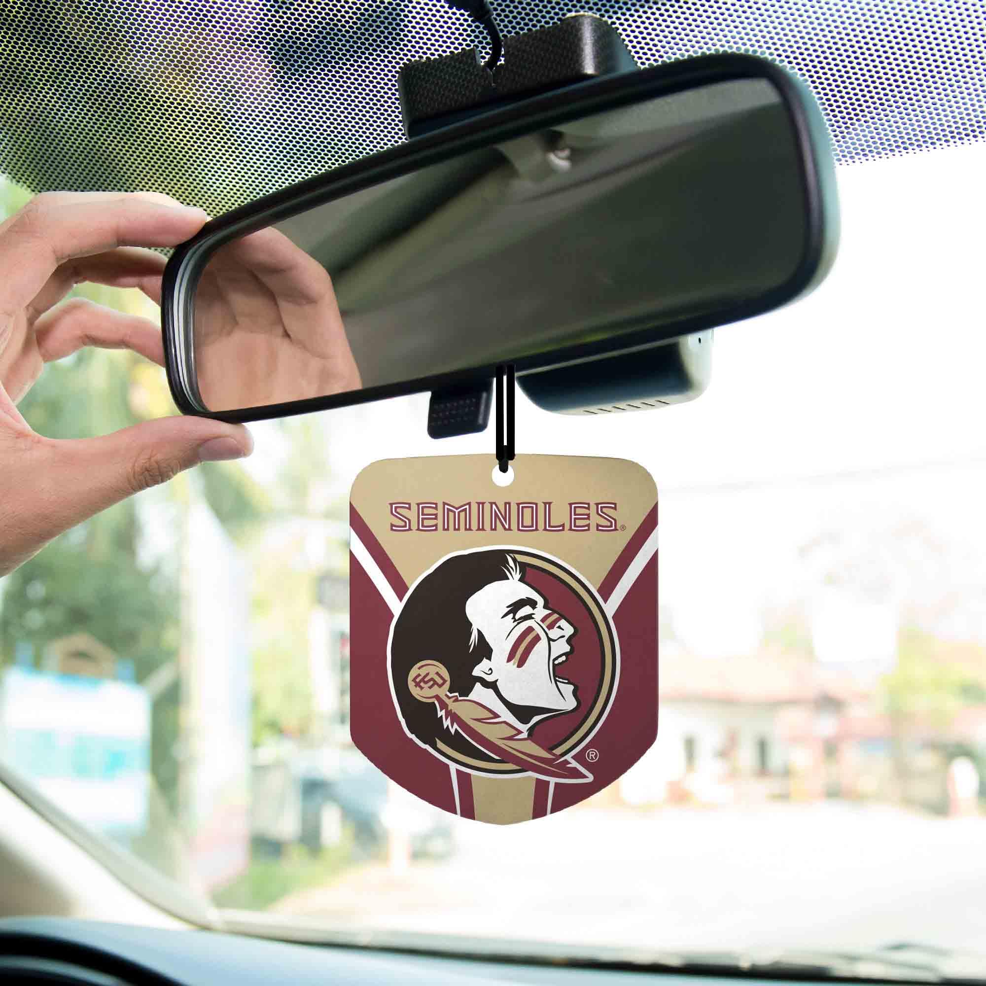 FANMATS 61610 NCAA Florida State Seminoles Hanging Car Air Freshener, 2 Pack, Black Ice Scent, Odor Eliminator, Shield Design with Team Logo