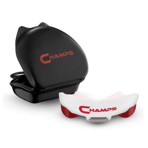 champs breathable mouthguard for boxing, jiu jitsu, mma, muay thai, sports, and wrestling. easy fit boxing mouthguard super tough mma mouthguard. combat sports mouthpiece (white, ages 10 and above)