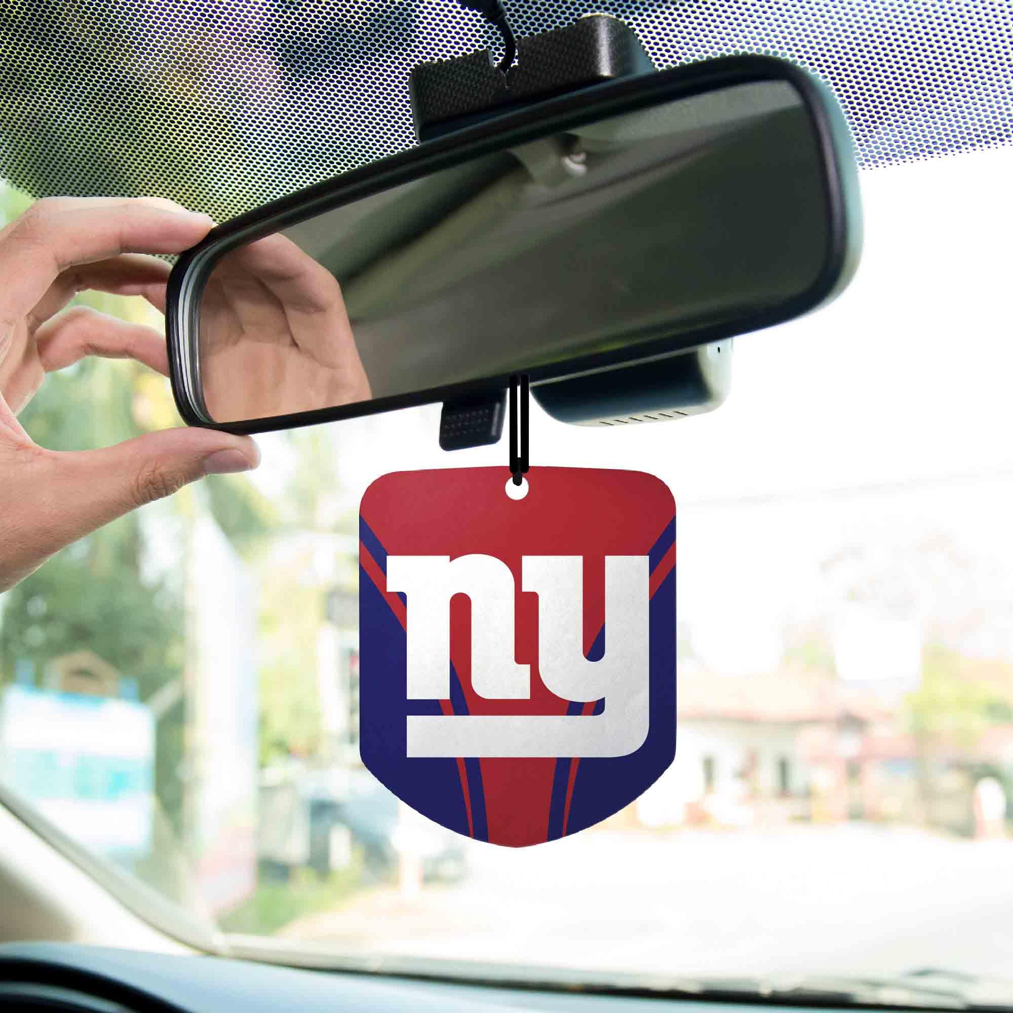 FANMATS 61579 NFL New York Giants Hanging Car Air Freshener, 2 Pack, Black Ice Scent, Odor Eliminator, Shield Design with Team Logo