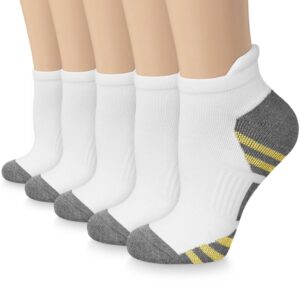 aoliks white ankle compression socks for women & men - arch support low cut running socks for cycling nurses