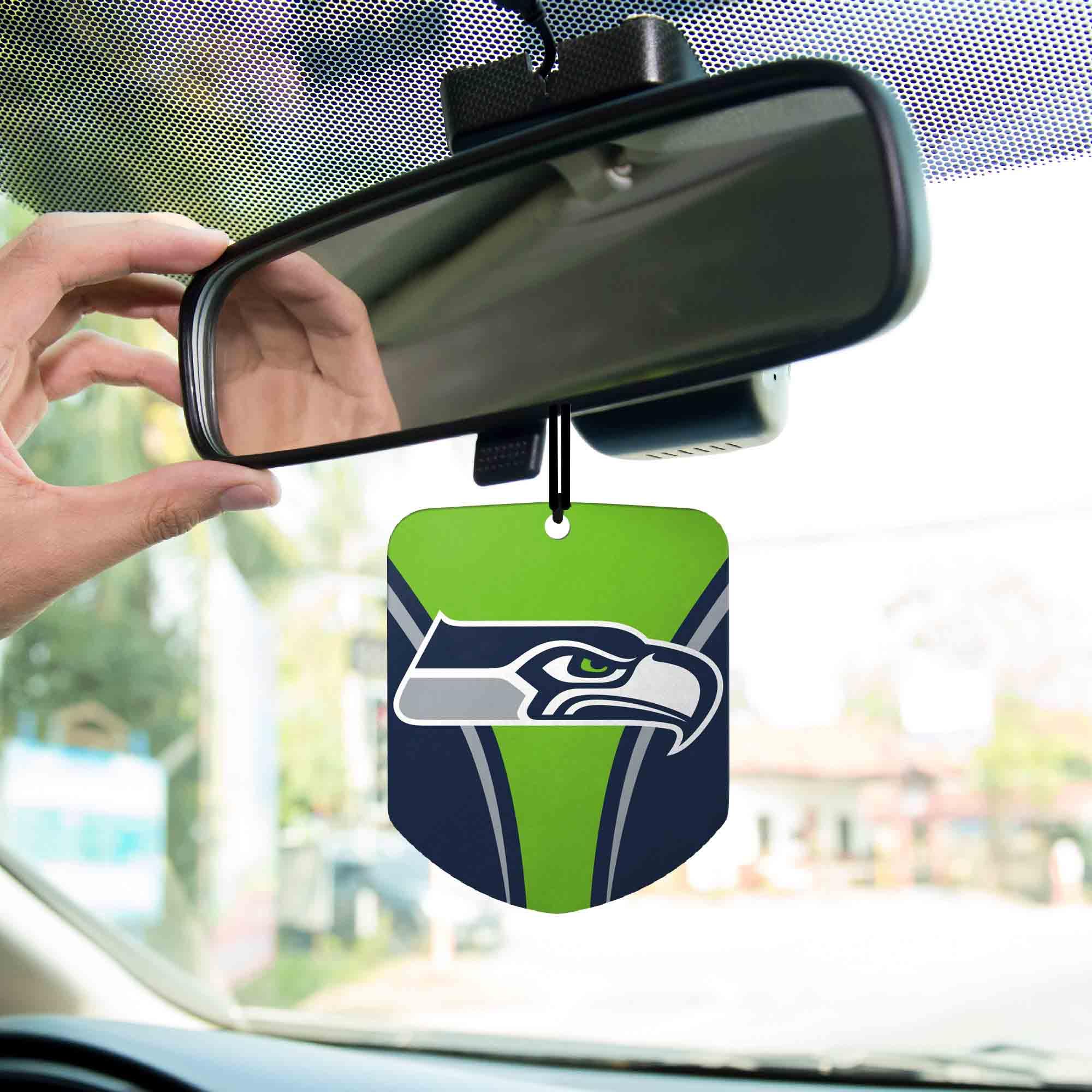 FANMATS 61586 NFL Seattle Seahawks Hanging Car Air Freshener, 2 Pack, Black Ice Scent, Odor Eliminator, Shield Design with Team Logo