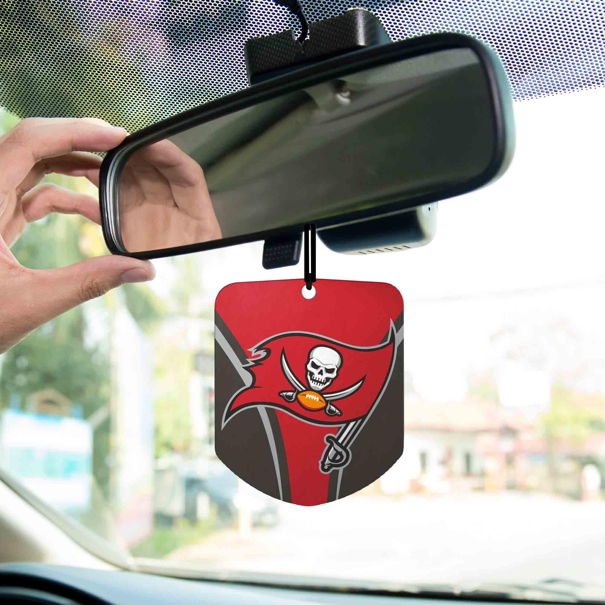 FANMATS 61588 NFL Tampa Bay Buccaneers Hanging Car Air Freshener, 2 Pack, Black Ice Scent, Odor Eliminator, Shield Design with Team Logo