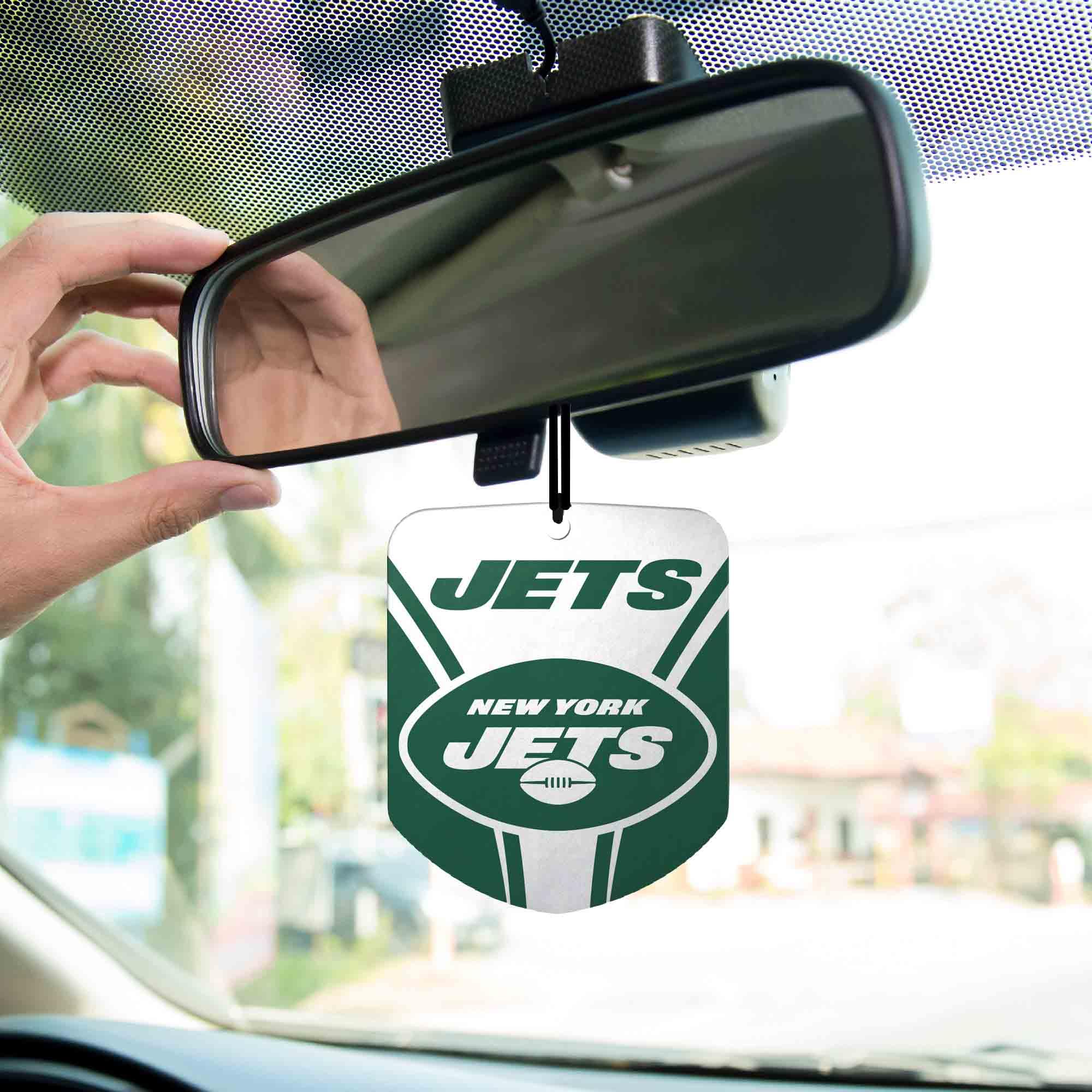 FANMATS 61580 NFL New York Jets Hanging Car Air Freshener, 2 Pack, Black Ice Scent, Odor Eliminator, Shield Design with Team Logo