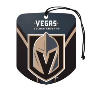 fanmats 61601 nhl vegas golden knights hanging car air freshener, 2 pack, black ice scent, odor eliminator, shield design with team logo