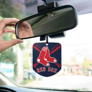 FANMATS 61543 MLB Boston Red Sox Hanging Car Air Freshener, 2 Pack, Black Ice Scent, Odor Eliminator, Shield Design with Team Logo