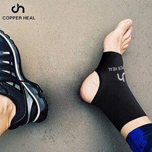 COPPER HEAL ANKLE Compression Sleeve (PAIR) - Highest Copper Infused Socks Arch Support Foot Swelling Achilles Tendon Joint Pain Plantar Fasciitis Sports Injury (L - pair)