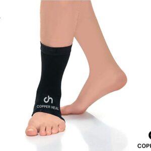 COPPER HEAL ANKLE Compression Sleeve (PAIR) - Highest Copper Infused Socks Arch Support Foot Swelling Achilles Tendon Joint Pain Plantar Fasciitis Sports Injury (L - pair)